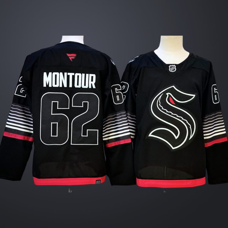 Men's Seattle Kraken #62 Brandon Montour Black 2026 Alternate Stitched Hockey Jersey