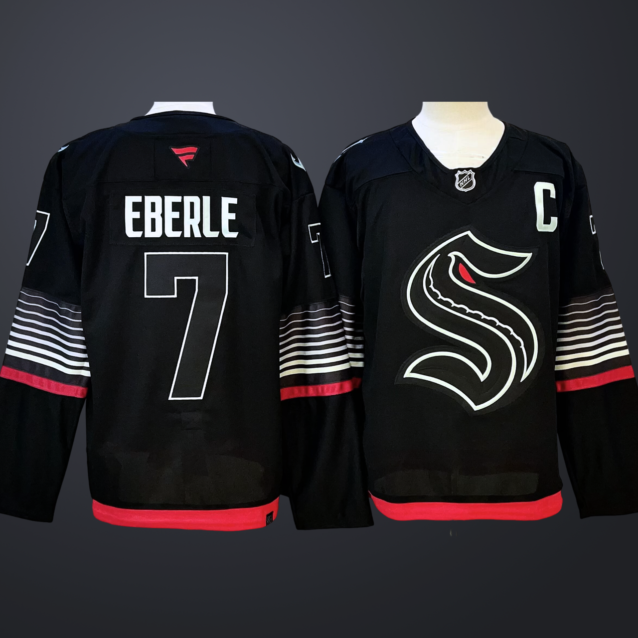 Men's Seattle Kraken #7 Jordan Eberle Black 2026 Alternate Stitched Hockey Jersey
