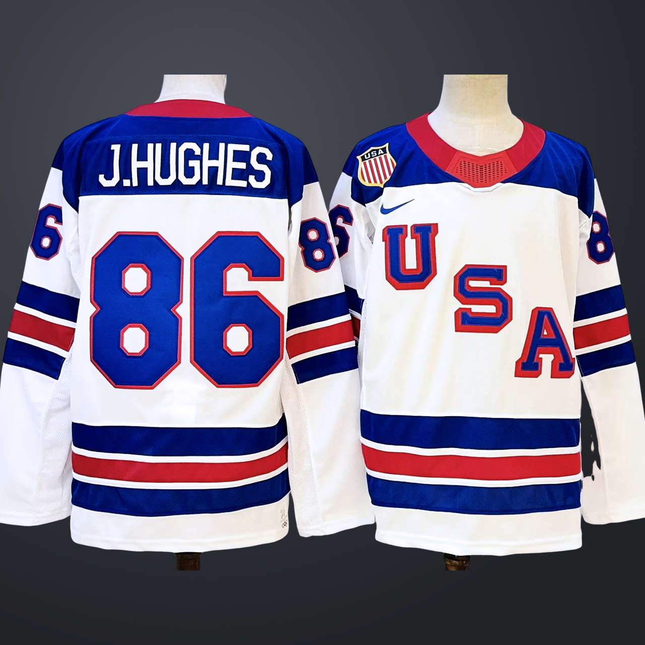 Men's USA #86 Jack Hughes White 2025-2026 Stitched Jersey