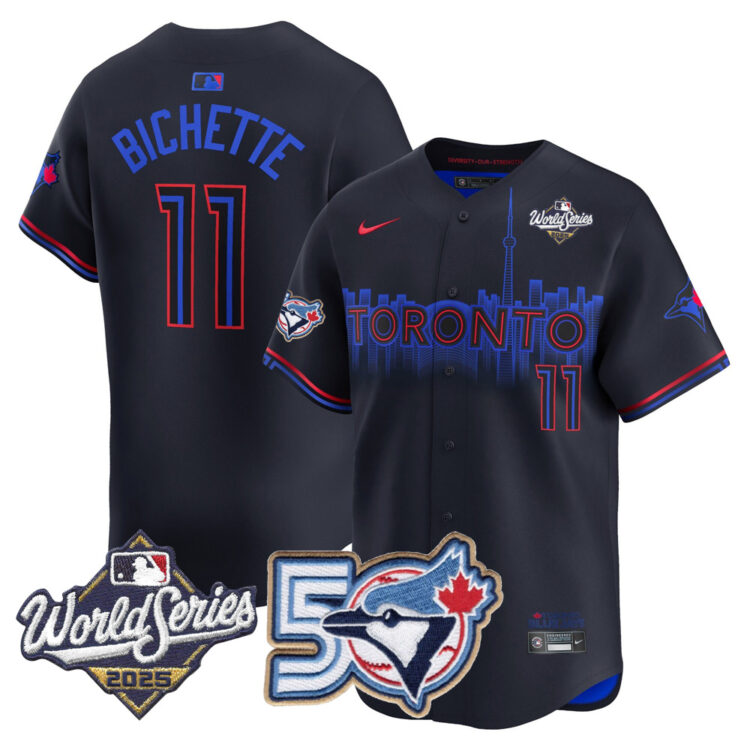 Men/Women/Youth Blue Jays 50th Patch 2025 World Series City Connect #11 Bichette Stitched Jersey