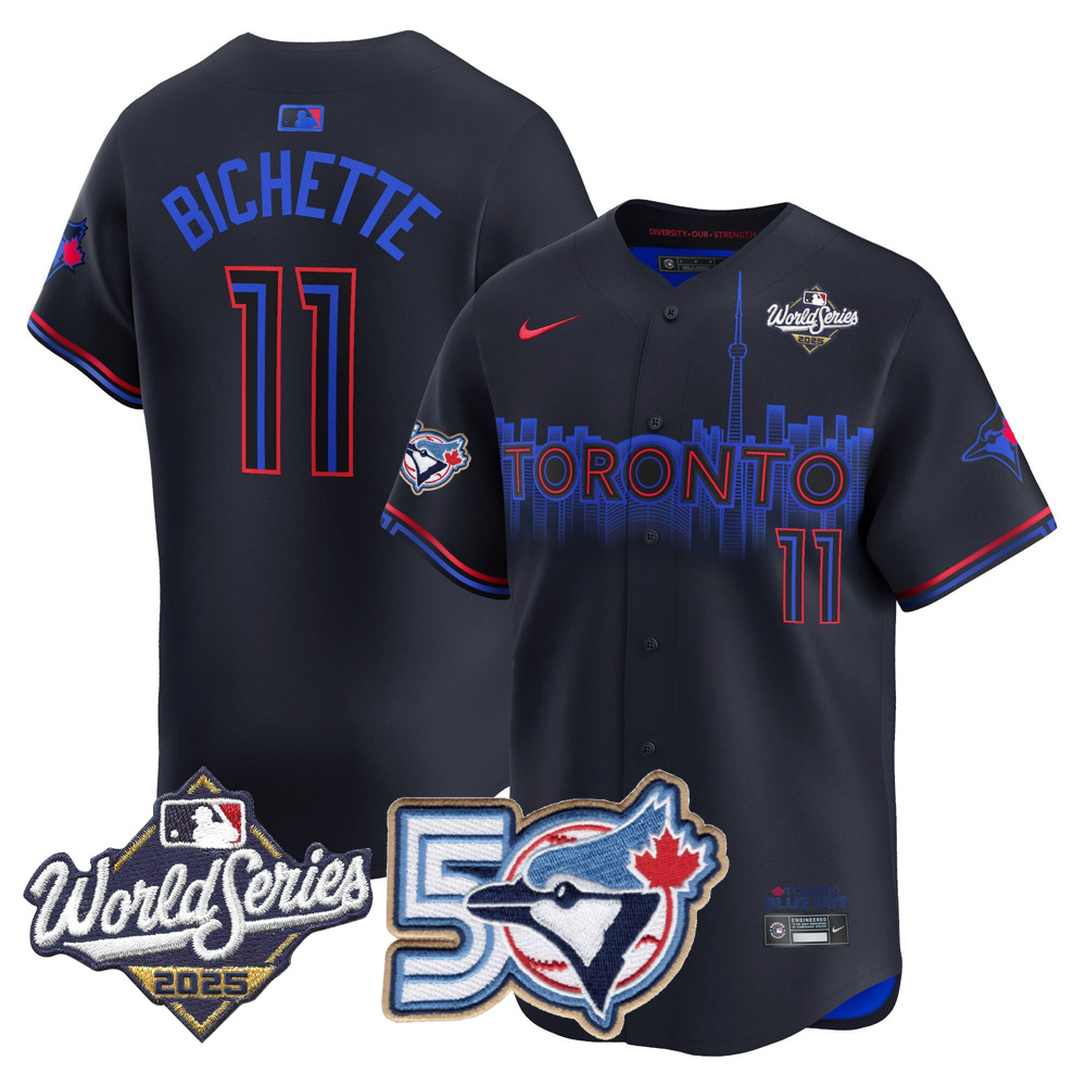 Blue Jays 50th Patch 2025 World Series City Connect #11 Bichette Stitched Jersey