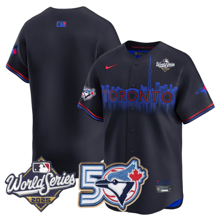 Men/Women/Youth Blue Jays 50th Patch 2025 World Series City Connect Team Blank Stitched Jersey