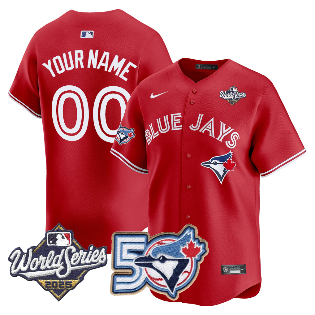 Custom blue jays red stitched jersey
