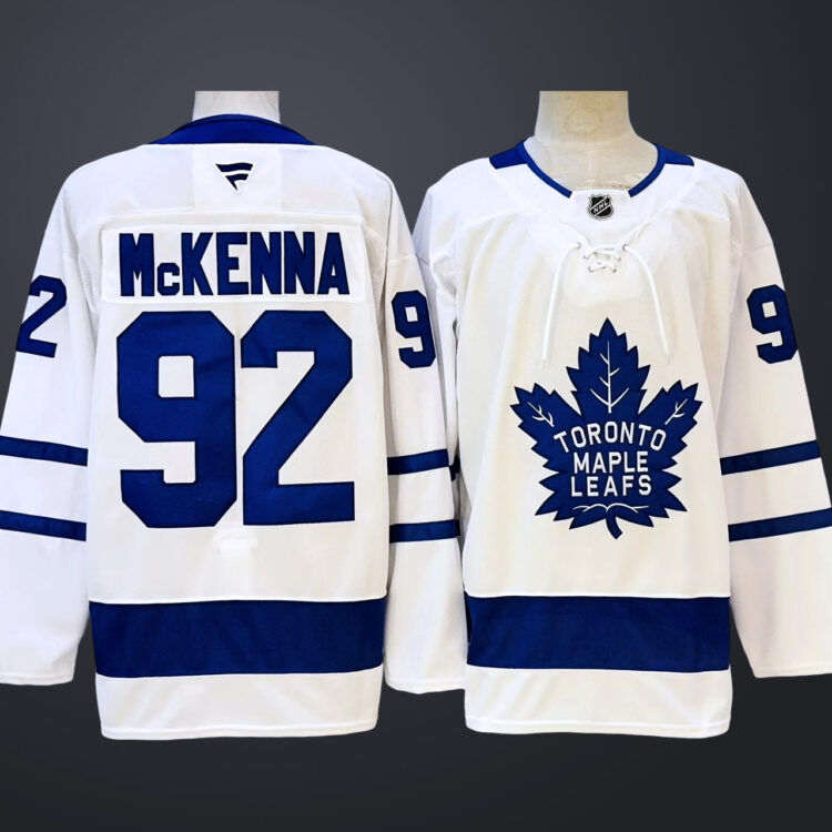 Men’s Toronto Maple Leafs #92 Gavin McKENNA White Stitched Jersey