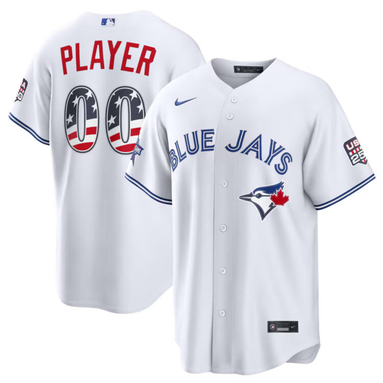 Men's Toronto Blue Jays Nike White 2026 All-Star Edition Stars & Stripes Stadium Custom Jersey
