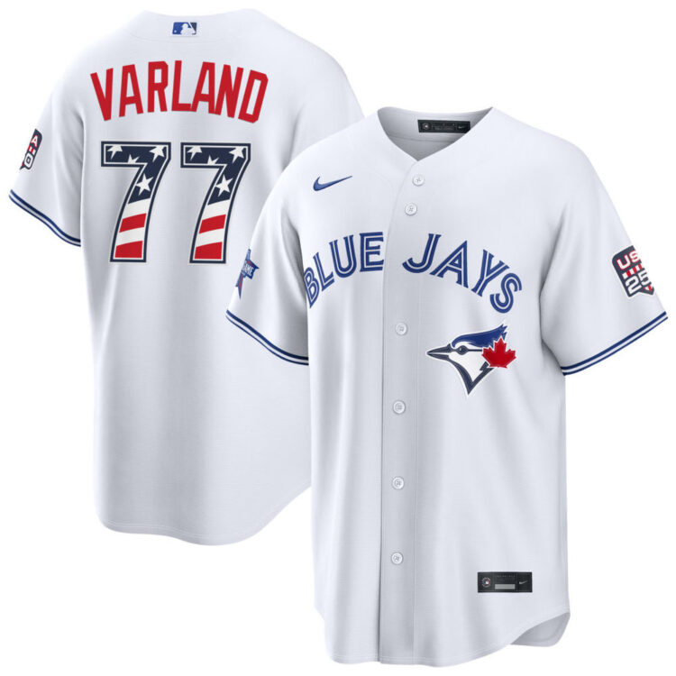 Men's Toronto Blue Jays #77 Louis Varland Nike White 2026 All-Star Edition Stars & Stripes Stadium Jersey