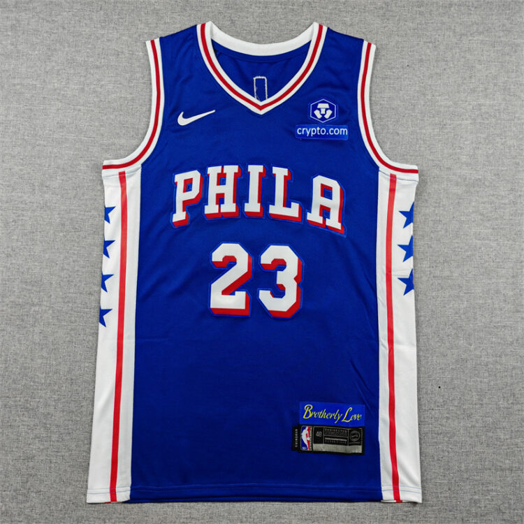 Mens 76ers #23 LeBron James Stitched Jersey Blue