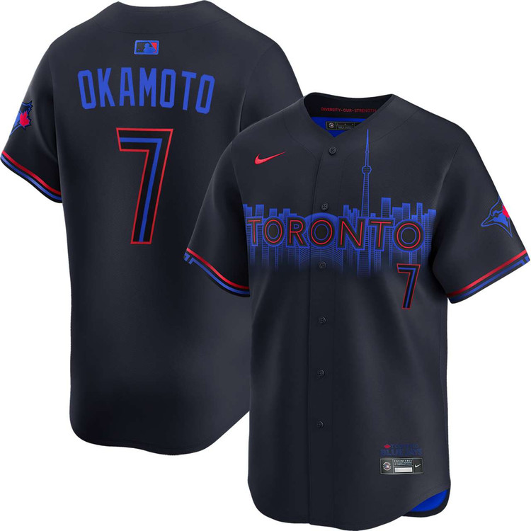 Men's Kazuma Okamoto Toronto Blue Jays City Connect Limited Stitched Jersey