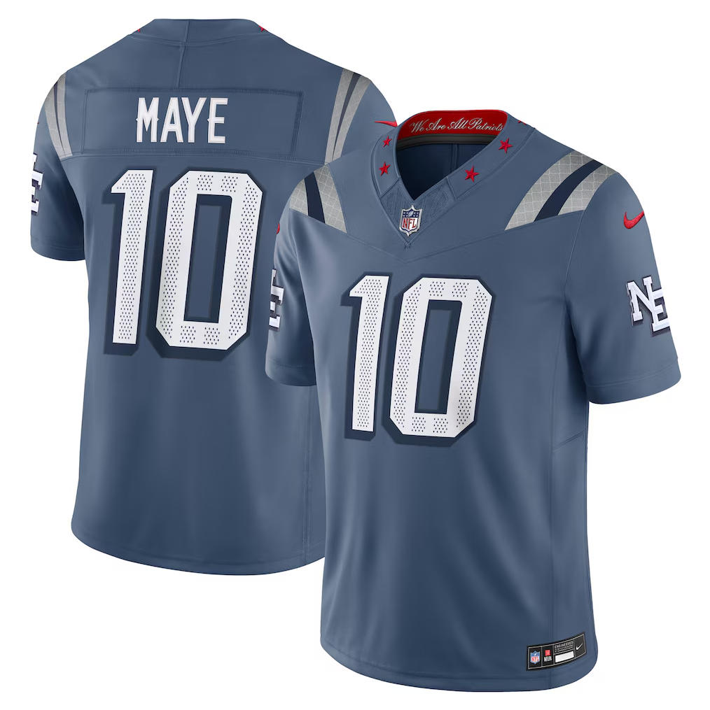 Mens New England Patriots #10 Drake Maye Storm Blue Rivalries Collection F.U.S.E. Limited Jersey