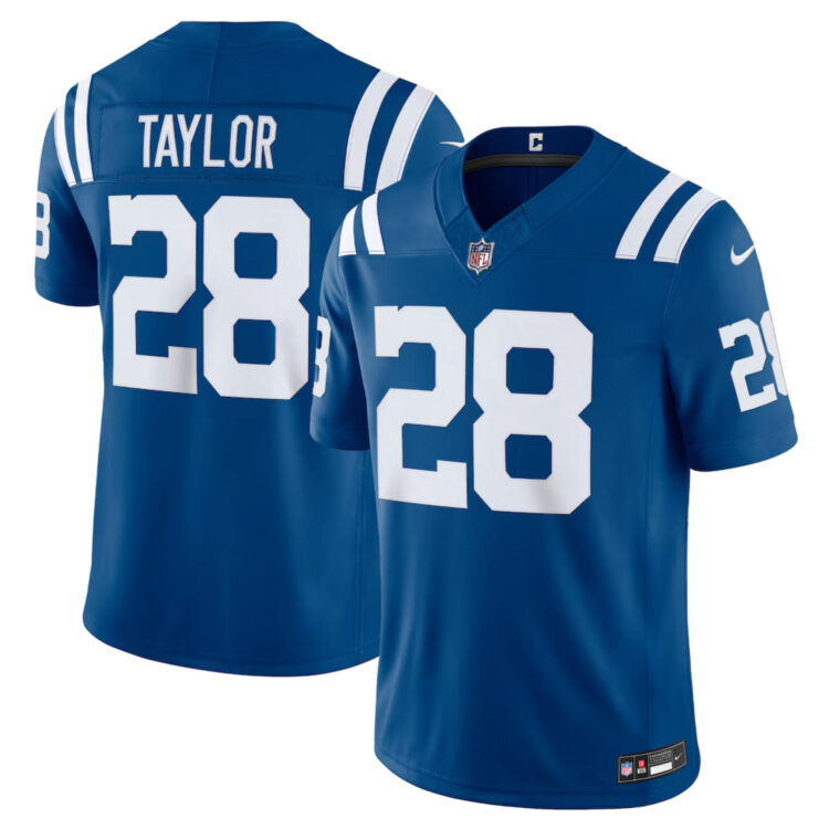 Men's Indianapolis Colts #28 Jonathan Taylor Nike Royal Vapor F.U.S.E. Limited Jersey