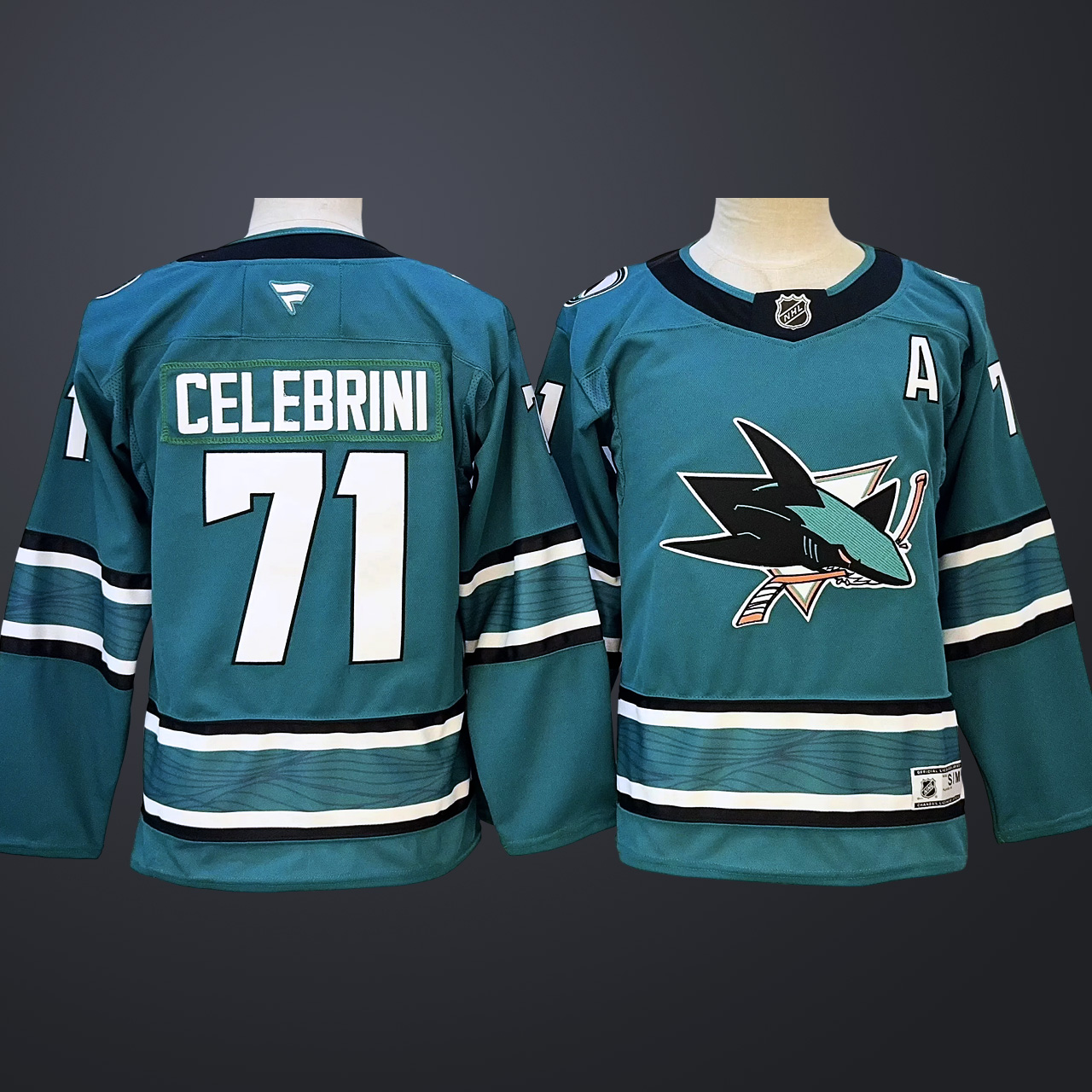 Youth San Jose Sharks Macklin Celebrini #71 Green jersey