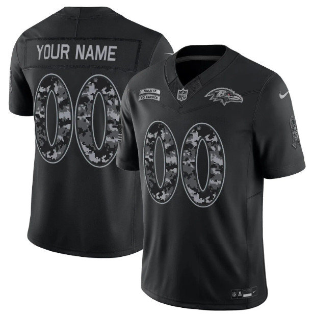 Custom Baltimore Ravens 2026 Salute to Service Limited Stitched Black Jersey