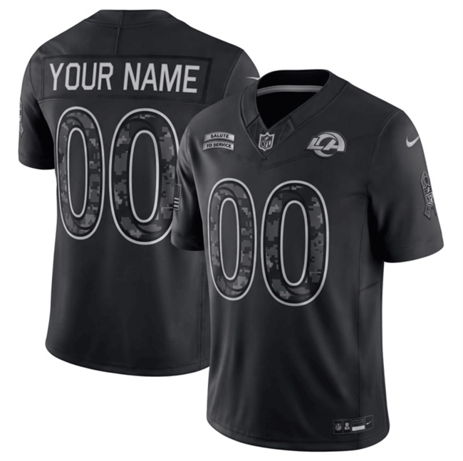 Custom Los Angeles Rams 2026 Salute to Service Black Limited Stitched Jersey