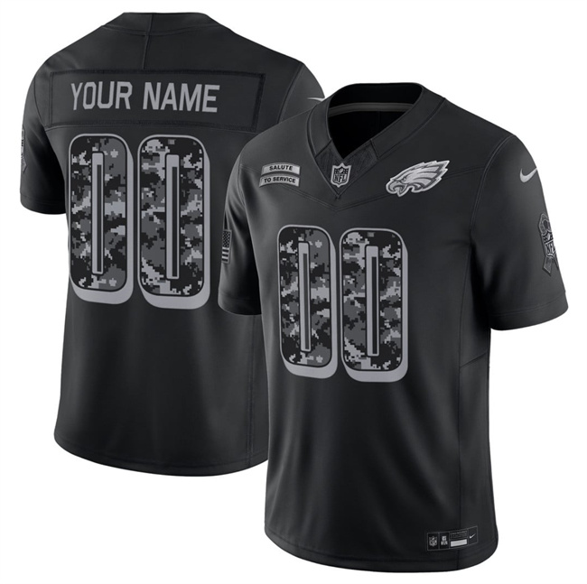 Custom Philadelphia Eagles 2026 Salute to Service Black Limited Stitched Jersey