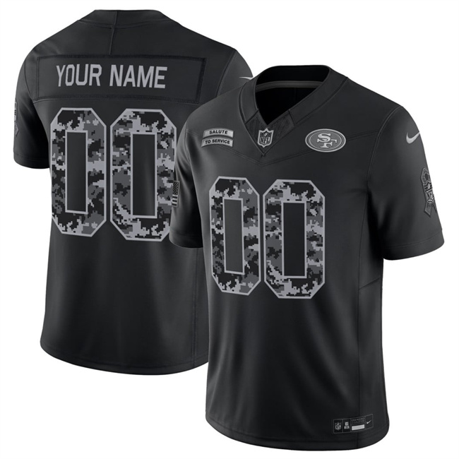 Custom San Francisco 49ers 2026 Salute to Service Black Limited Stitched Jersey