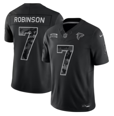 Men's Atlanta Falcons #7 Bijan Robinson 2026 Salute to Service Limited Stitched Black Jersey