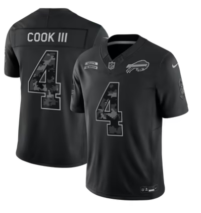 Men's Buffalo Bills #4 James Cook III 2026 Salute to Service Limited Stitched Black Jersey