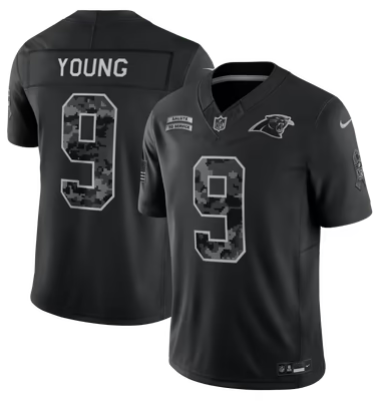 Men's Carolina Panthers #9 Bryce Young 2026 Salute to Service Limited Stitched Black Jersey