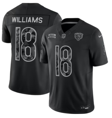 Men's Chicago Bears #18 Caleb Williams 2026 Salute to Service Limited Stitched Black Jersey