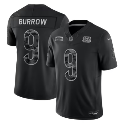 Men's Cincinnati Bengals #9 Joe Burrow 2026 Salute to Service Limited Stitched Black Jersey