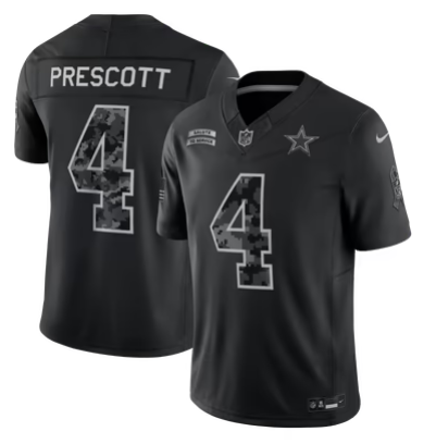 Men's Dallas Cowboys #4 Dak Prescott 2026 Salute to Service Limited Stitched Black Jersey