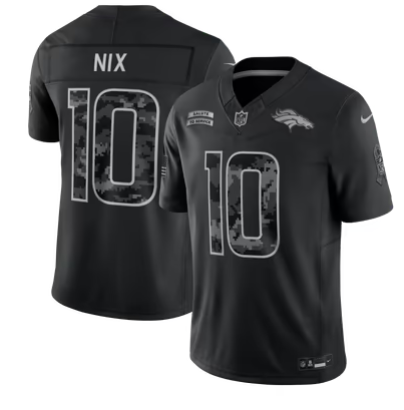 Men's Denver Broncos #10 Bo Nix 2026 Salute to Service Limited Stitched Black Jersey