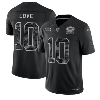 Men's Green Bay Packers #10 Jordan Love 2026 Salute to Service Limited Stitched Black Jersey