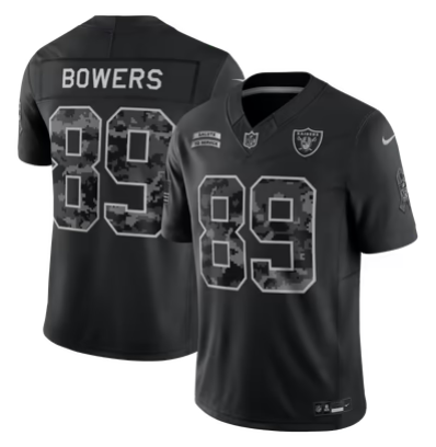 Men's Las Vegas Raiders #89 Brock Bowers 2026 Salute to Service Black Limited Stitched Jersey
