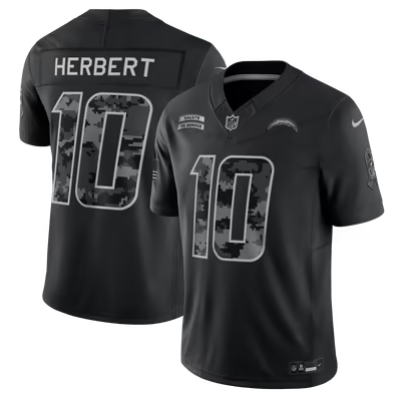 Men's Los Angeles Chargers #10 Justin Herbert 2026 Salute to Service Black Limited Stitched Jersey