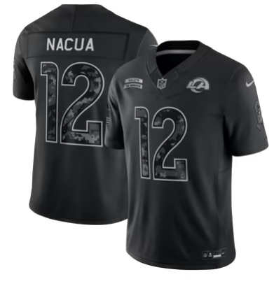 Men's Los Angeles Rams #12 Puka Nacua 2026 Salute to Service Black Limited Stitched Jersey