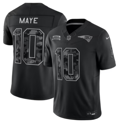 Men's New England Patriots #10 Drake Maye 2026 Salute to Service Black Limited Stitched Jersey
