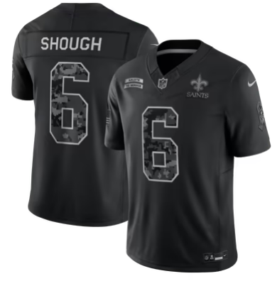 Men's New Orleans Saints #6 Tyler Shough 2026 Salute to Service Black Limited Stitched Jersey