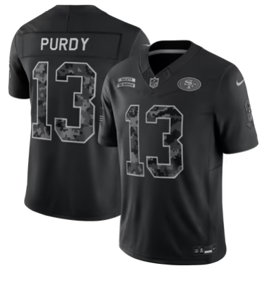 Men's San Francisco 49ers #13 Brock Purdy 2026 Salute to Service Black Limited Stitched Jersey