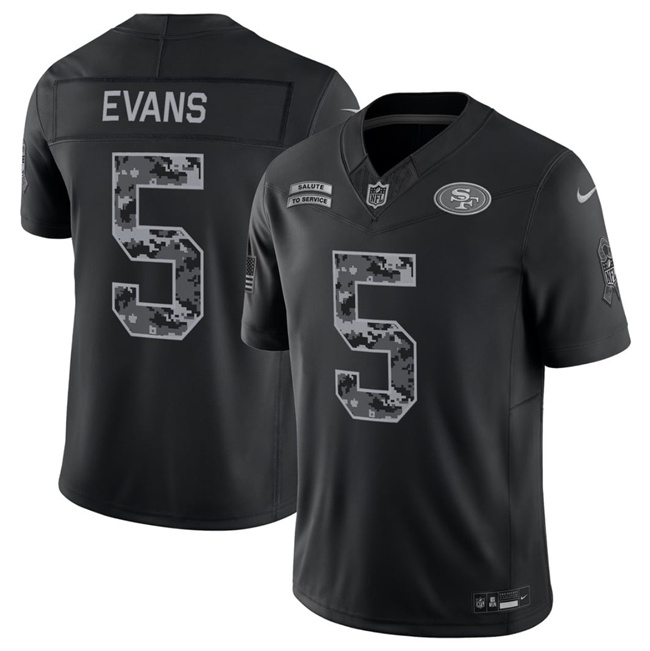Men's San Francisco 49ers #5 Mike Evans 2026 Salute to Service Black Limited Stitched Jersey