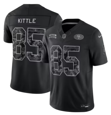 Men's San Francisco 49ers #85 George Kittle 2026 Salute to Service Black Limited Stitched Jersey
