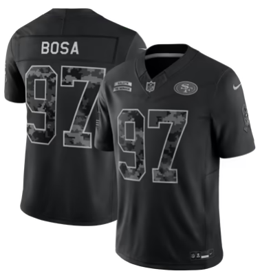 Men's San Francisco 49ers #97 Nick Bosa 2026 Salute to Service Black Limited Stitched Jersey