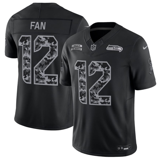 Men's Seattle Seahawks #12 Fan 2026 Salute to Service Black Limited Stitched Jersey