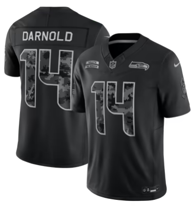 Men's Seattle Seahawks #14 Sam Darnold 2026 Salute to Service Black Limited Stitched Jersey