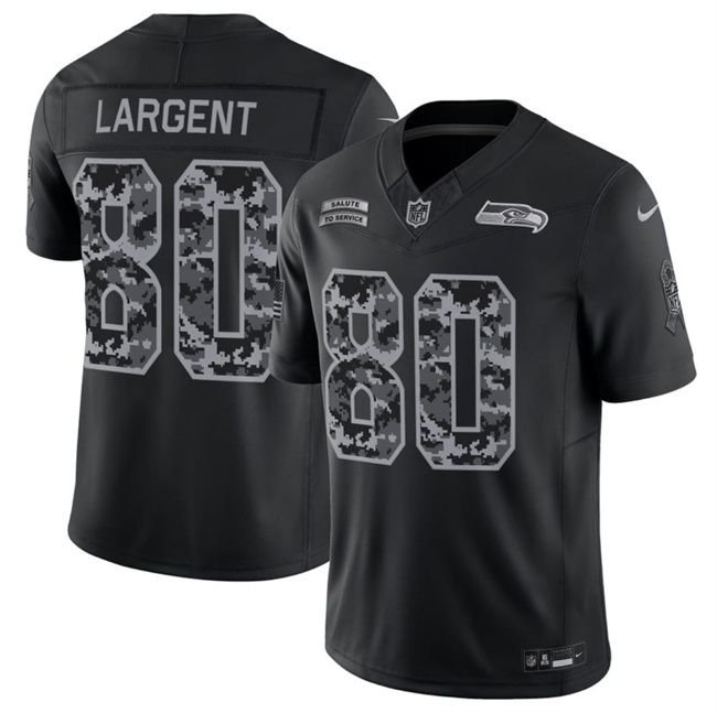 Men's Seattle Seahawks #80 Steve Largent 2026 Salute to Service Black Limited Stitched Jersey