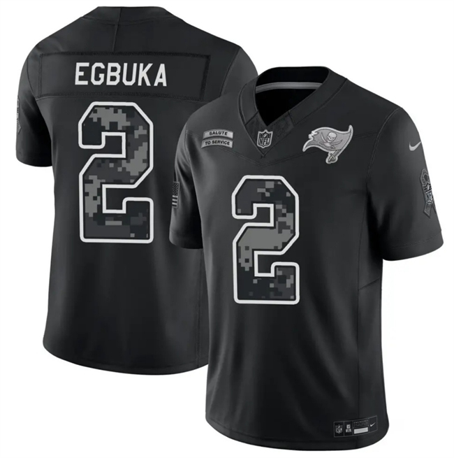 Men's Tampa Bay Buccaneers #2 Emeka Egbuka 2026 Salute to Service Black Limited Stitched Jersey