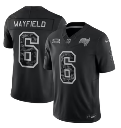 Men's Tampa Bay Buccaneers #6 Baker Mayfield 2026 Salute to Service Black Limited Stitched Jersey