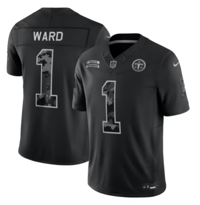 Men's Tennessee Titans #1 Cameron Ward 2026 Salute to Service Black Limited Stitched Jersey