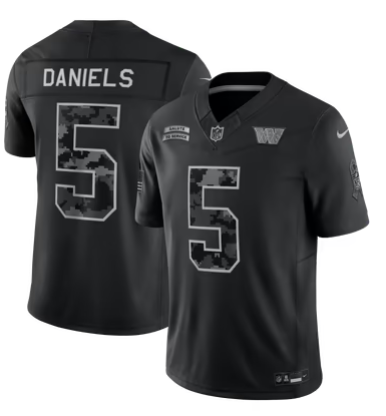 Men's Washington Commanders #5 Jayden Daniels 2026 Salute to Service Black Limited Stitched Jersey